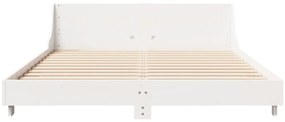 Cama sem colchão 120x190 cm madeira de pinho maciça branco
