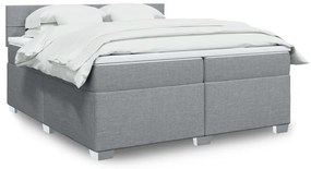 vidaXL Cama com molas/colchão 200x200 cm tecido cinza-claro