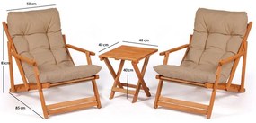 Conjunto de Mesa e Cadeiras de Jardim My007 – Castanho Natural – Mesa