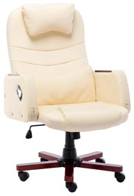 Cadeira de escritório em couro artificial cor creme