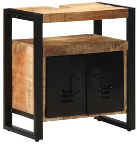 vidaXL Armário de Banheiro com porta Castanho Madeira de manga maciça