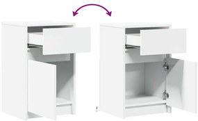 Mesas de cabeceira c/ luzes LED 2 pcs derivados madeira branco