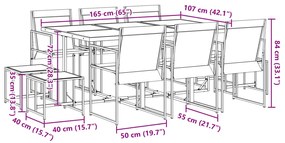 11 pcs conjunto de jantar para jardim textilene preto