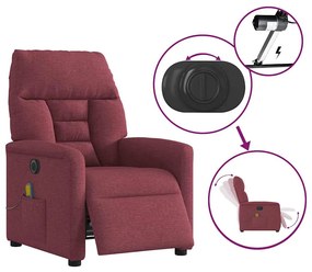 Poltrona reclinável de massagens elétrica tecido vermelho tinto