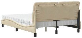 Cama com colchão 140x200 cm tecido cor creme