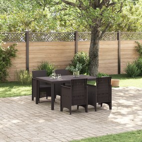 vidaXL Conjunto de Jantar de 5 Peças Rattan Sintético Castanho