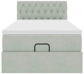 Estrutura cama otomana colchão 80x200 cm veludo cinzento claro