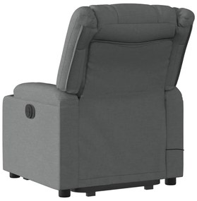 Poltrona elevatória de massagens tecido cinzento-escuro
