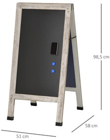 Vinsetto Painel publicitario Magnético Dobrável com Dupla Face cavalete de Madeira com Apagador 2 Imás e 5 Gizes 51x58x98,5cm Preto e Madeira