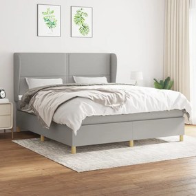 vidaXL Cama com molas/colchão 160x200 cm tecido cinzento-claro