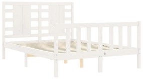 Estrutura de cama com cabeceira 120x200cm madeira maciça branco