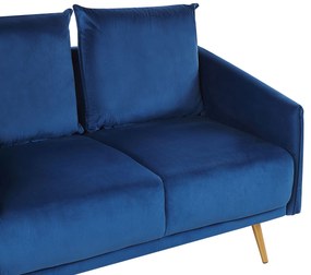 Sofá 2 lugares em veludo azul marinho MAURA Beliani