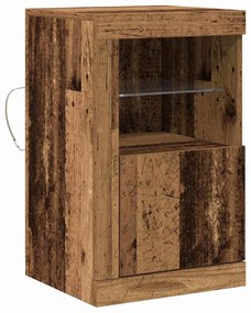 Lateral vidaXL com luzes LED Madeira velha 41x37x67 cm