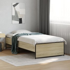 vidaXL Estrutura de cama derivados de madeira e metal carvalho sonoma