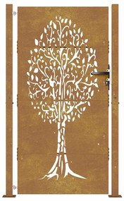 Portão de jardim 105x205 cm aço corten design árvore