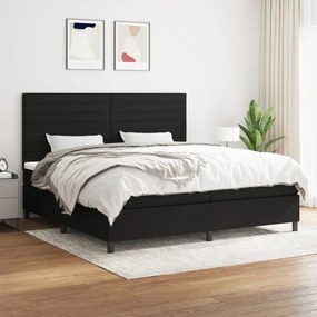 vidaXL Cama com molas/colchão 200x200 cm tecido preto