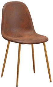 Cadeira Golden Teok Couro Sintético Marrom Vintage