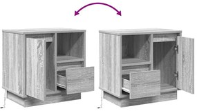 Criado-mudo com LED Cinza Sonoma 50x34,5x50 cm