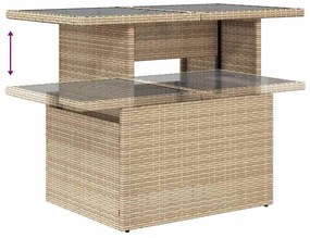 6 pcs conjunto de sofás p/ jardim com almofadões vime PE bege