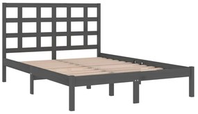 Estrutura de cama 200x200 cm madeira maciça cinzento