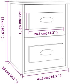 Mesa de cabeceira de parede 41,5x36x53 cm cinzento sonoma