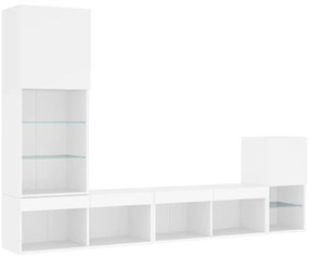 4pcs móveis de parede p/ TV c/ LEDs derivados de madeira branco