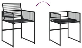 17 pcs conjunto de jantar p/ jardim vime PE preto