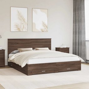 vidaXL Estrutura da Cama Carvalho Marrom e Prata 180 x 200 cm