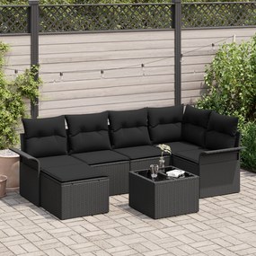 Conjunto de Sofá de Jardim de 7 Peças com Almofadas Beige Rattan Polip