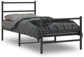 Estrutura de cama com cabeceira e pés 90x190 cm metal preto