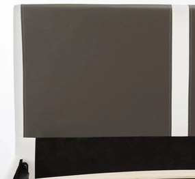 Estrutura de cama 180x200 cm couro artificial cinzento e branco