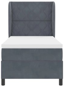 Cama Box com Colchão Cinza Escuro 100x200 cm em Veludo