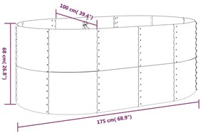 Canteiro elevado jardim 175x100x68 cm aço revestido a pó verde