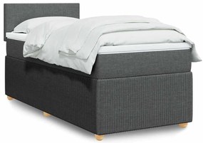 vidaXL Cama com molas/colchão 90x200 cm tecido cinzento-escuro