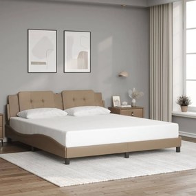 vidaXL Estrutura cama cabeceira 180x200 cm couro artificial cappuccino
