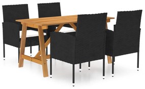 vidaXL 5 pcs conjunto de jantar para jardim preto