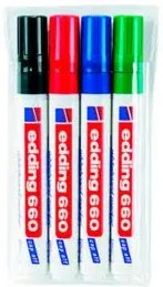 Marcador Edding para Quadro Branco 660 Blister de 4 Unidades Cores Sortidas Recarregavel