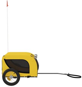 Reboque bicicleta p/ animais tecido oxford/ferro amarelo/preto