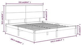 Estrutura de cama king 150x200 cm madeira maciça branco