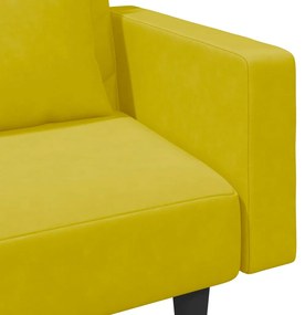 2 pcs conjunto de sofás com almofadas veludo amarelo