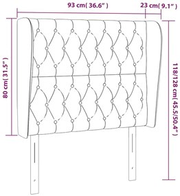 Cabeceira de cama c/ abas veludo 93x23x118/128 cm preto