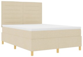 Cama Box Spring com Colchão Creme 160x200 cm Tecido