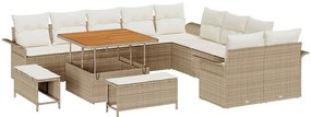 Conjunto de Sofá de Jardim com 13 Peças da , Almofadas Bege, em Rattan