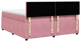 Cama com molas/colchão 200x200 cm veludo rosa