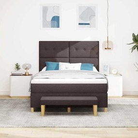 Cama Box com Colchão e Banco vidaXL Marrom Escuro 140x190 cm Tecido