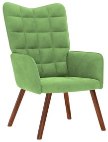 Cadeira de descanso com banco veludo verde-claro