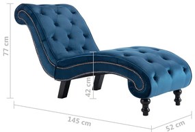 Chaise longue em veludo azul