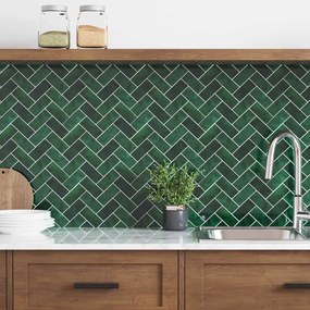 vidaXL Azulejo Chevron 50 pcs Verde Escuro 30 x 30 cm
