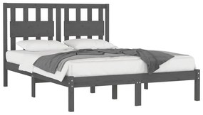 Estrutura de cama king 150x200 cm pinho maciço cinzento