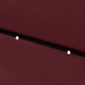 Guarda-sol de jardim com luzes LED e poste de aço 2x3 m bordô